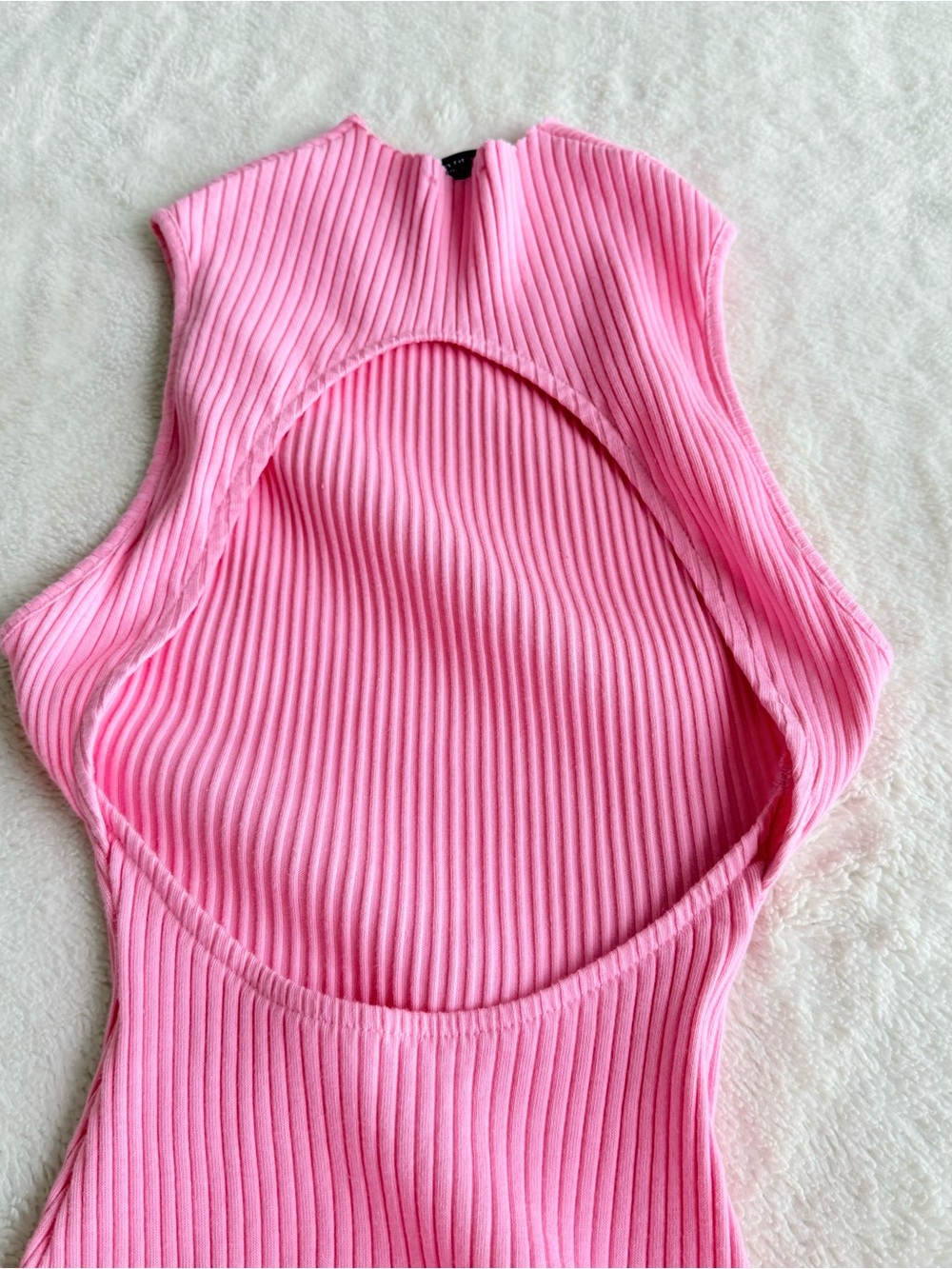 Zara Pink Halter Fit & Flare Ribbed Mini Dress S - Picture 8 of 10